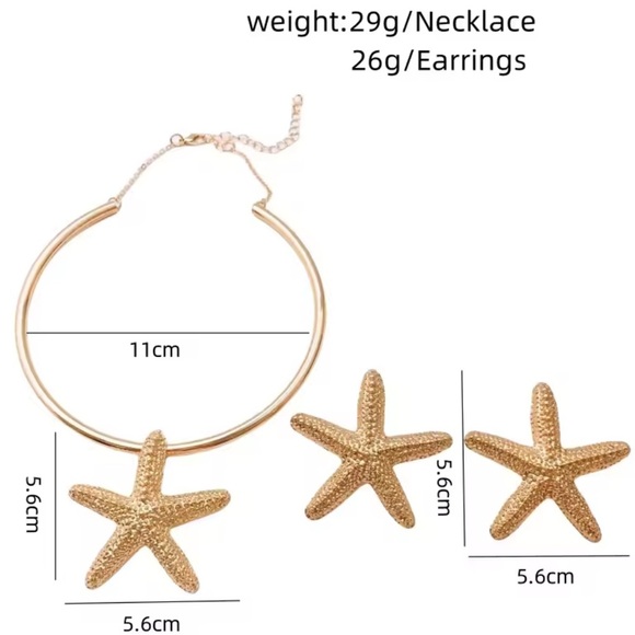 Starfish Gold Bangle Necklace&Earring Set - Picture 4 of 4